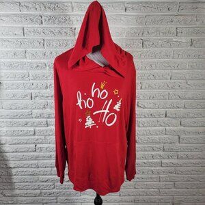 Holiday Time XXL Red Ho Ho Ho Graphic Hoodie Lightweight Christmas NOV95XE